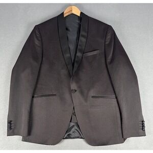 Esta Nicci Tuxedo Jacket Mens EU 60 Black Red Donegal Slub Texture Vest Bow Tie